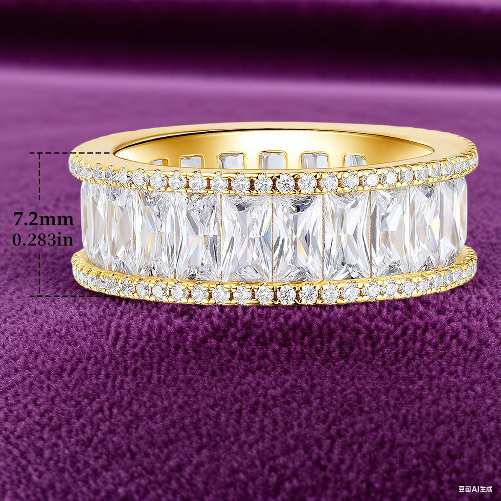 Opulently Designed Full-Stone Copper-Plated Ring