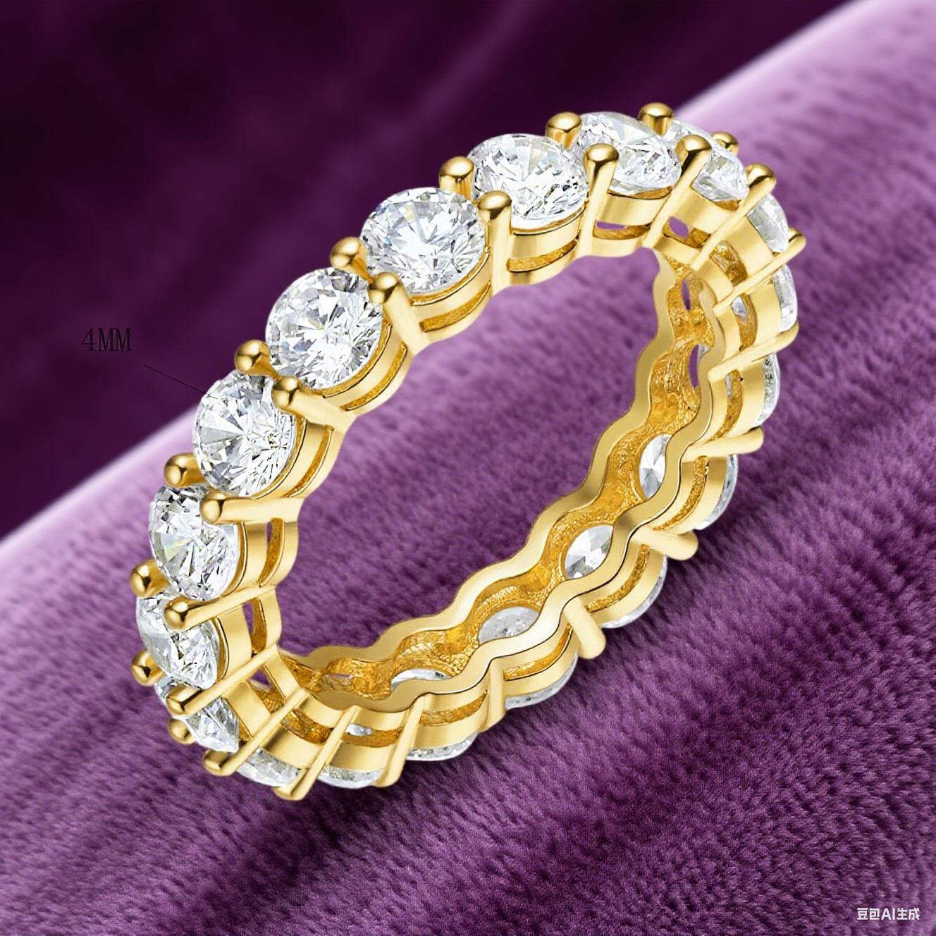 Opulently Designed Full-Stone Copper-Plated Ring