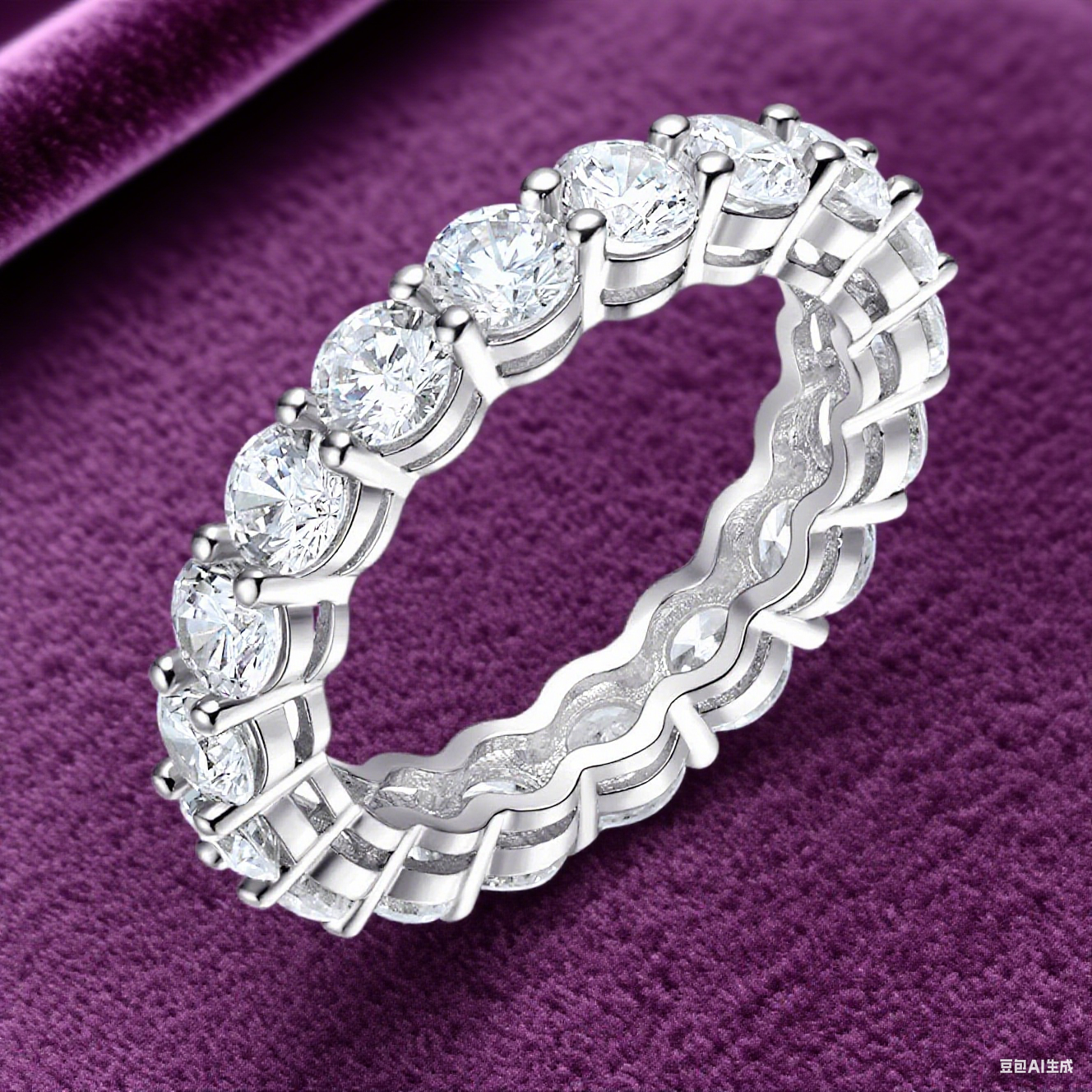 Opulently Designed Full-Stone Copper-Plated Ring