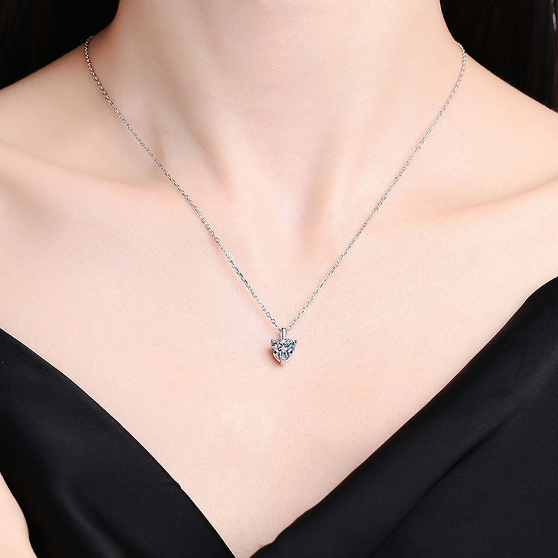 Everyday Glow Pure Silver Heart Shaped Moissanite Pendant