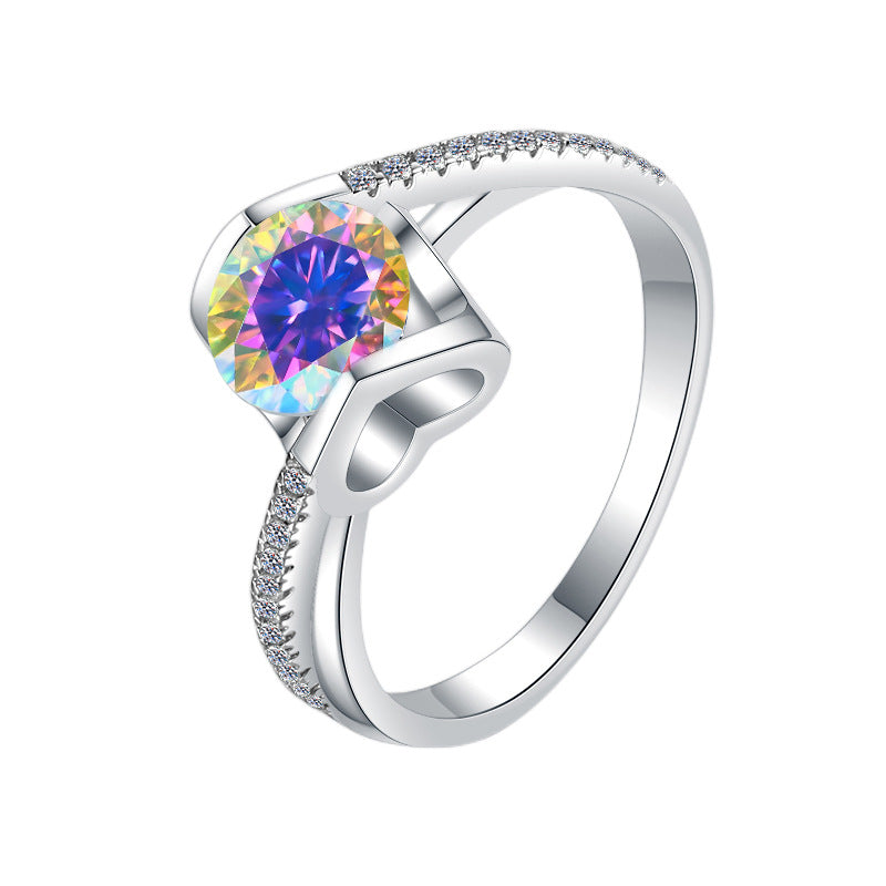 Everyday Glow Rainbow S925 Silver Moissanite Angle Kiss