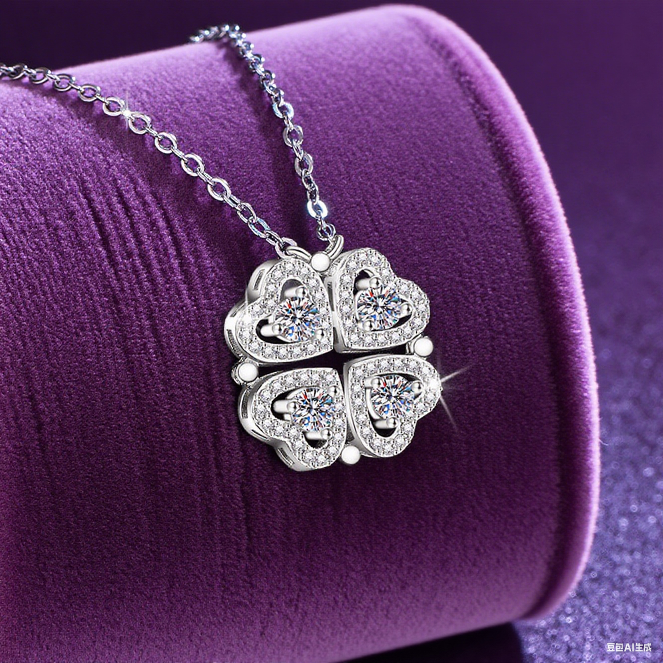 Everyday Lucky Four - leaf Clover Dual - style Sterling Silver Moissanite Necklace