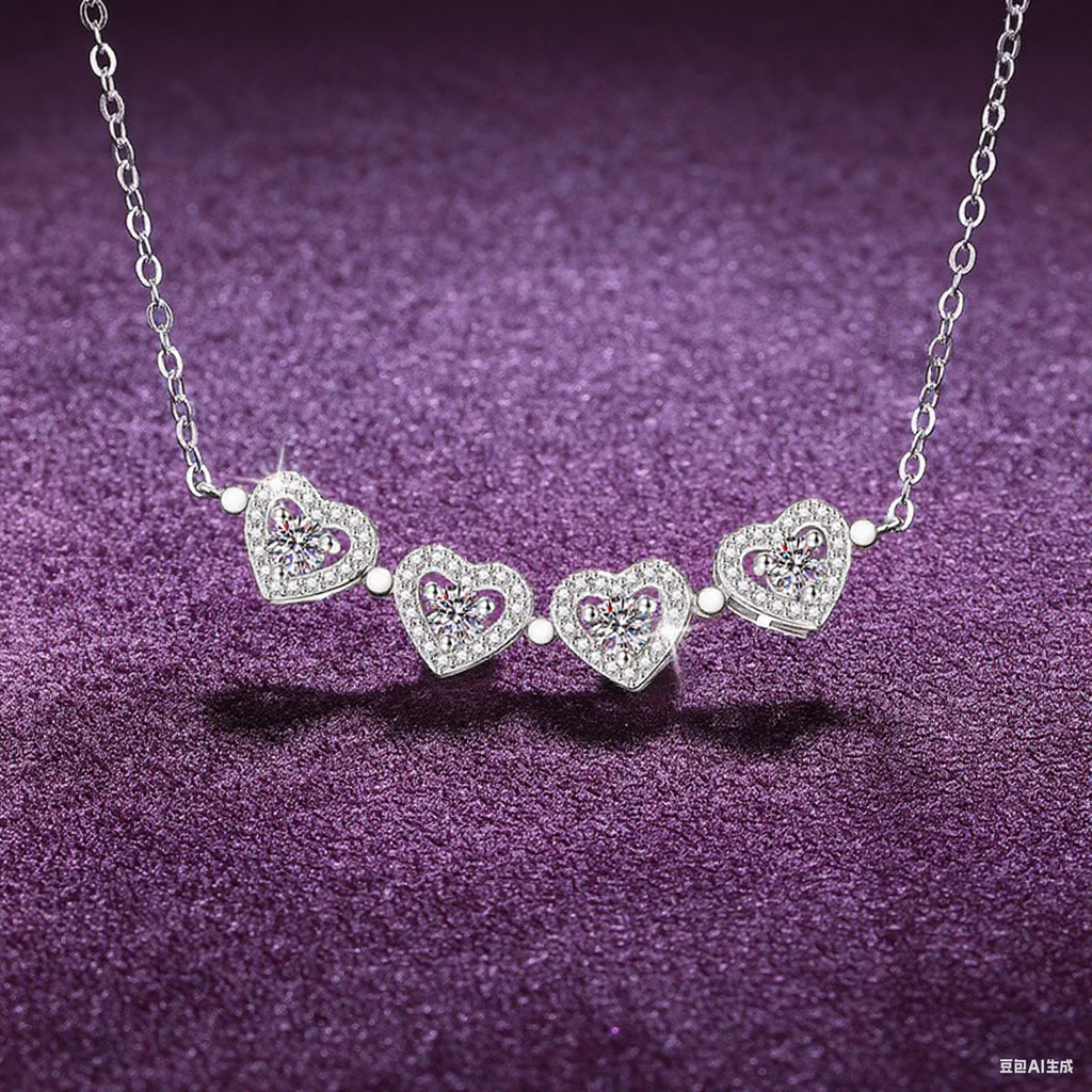 Everyday Lucky Four - leaf Clover Dual - style Sterling Silver Moissanite Necklace