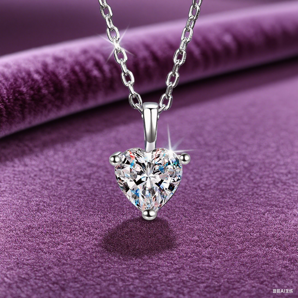 Everyday Glow Pure Silver Heart Shaped Moissanite Pendant