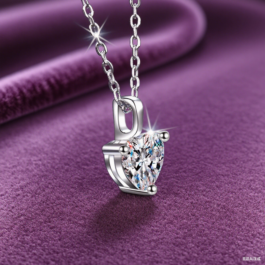 Everyday Glow Pure Silver Heart Shaped Moissanite Pendant