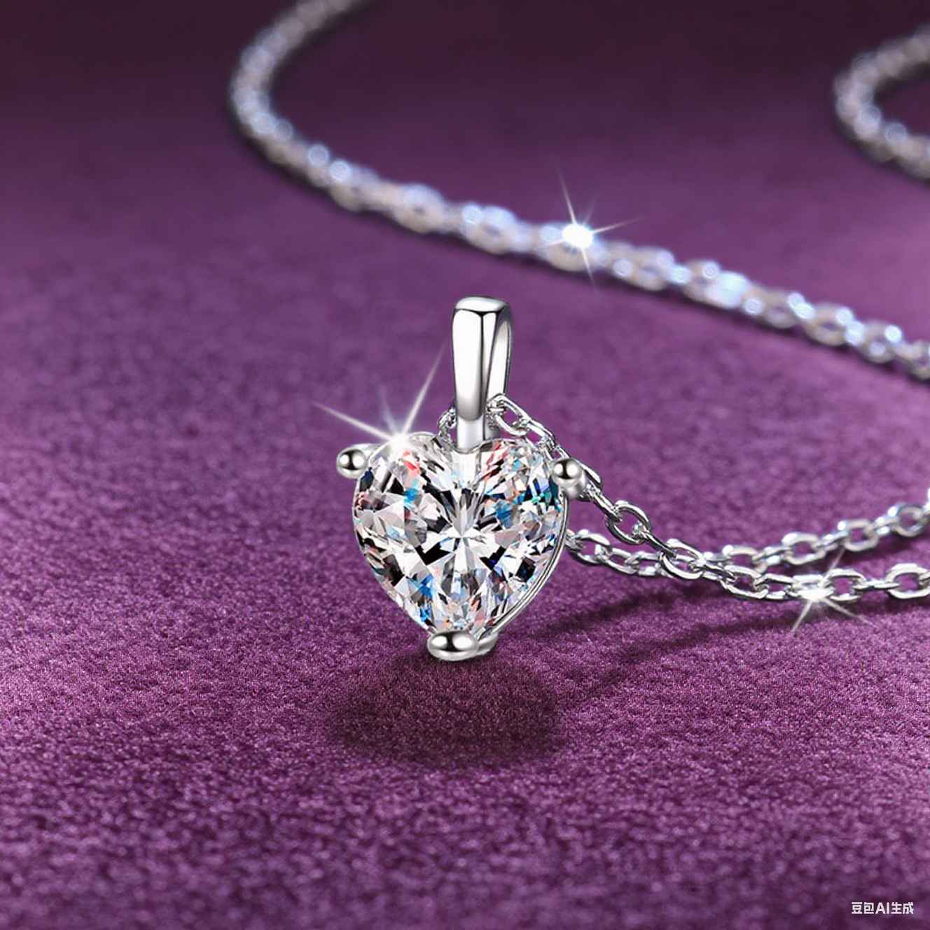 Everyday Glow Pure Silver Heart Shaped Moissanite Pendant