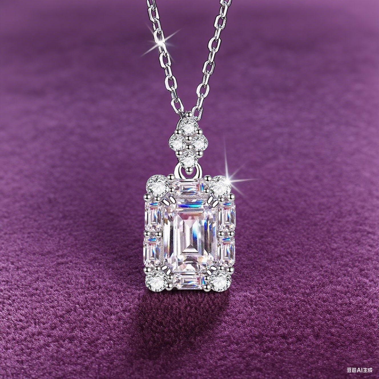 Everyday Glow Pure Silver  Radian Emerald Moissanite Pendant